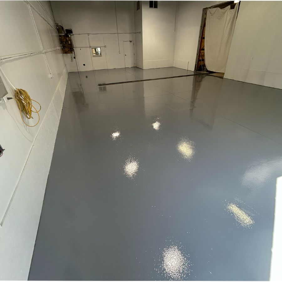 Solid grey epoxy garage floor